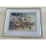 Framed G.Rees Teesdale water colour of leaves frame measures approximately 27 inches wide 22