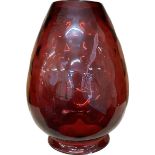 Large vintage red glass lamp shade, made by A.L Co English made, chip to rim as seen in image,