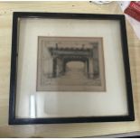 Framed antique pencil sketching signed ' Dedham' and ' Youtou Mattews' measures approx 22 inches