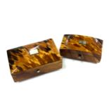 2 Antique 19th century miniature tortoise shell caskets in very good condition