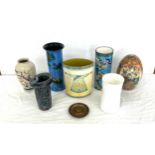 Selection of assorted vases includes hand painted oriental egg, vases, Coalport vase etc