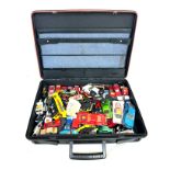 Delsey case full of assorted cars includes Matchbox etc