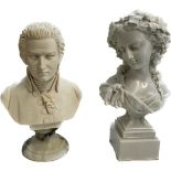 2 Ornamental bust figures one marked a.giannelli, tallest measures approximately 9.5 inches