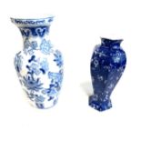 2 Oriental vases, marks to one of the vases base, height of the largest vase is 10 inches