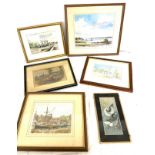 Framed prints by Shirley Carnt, Signed watercolour by Melvyn R J Brinkley, Watercolour by John