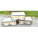 Set 3 matching travelling trunks, each measures approximately Length 30 inches, Width 14 inches,