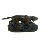 Signed bronze of a dog by A Saussen, approximate measurements: Height 4.5 inches, Length 8 inches,