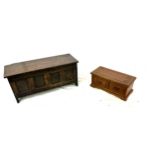 2 Small wooden decorative coffers, approximate size of largest 29cm by 13cm by 11cm