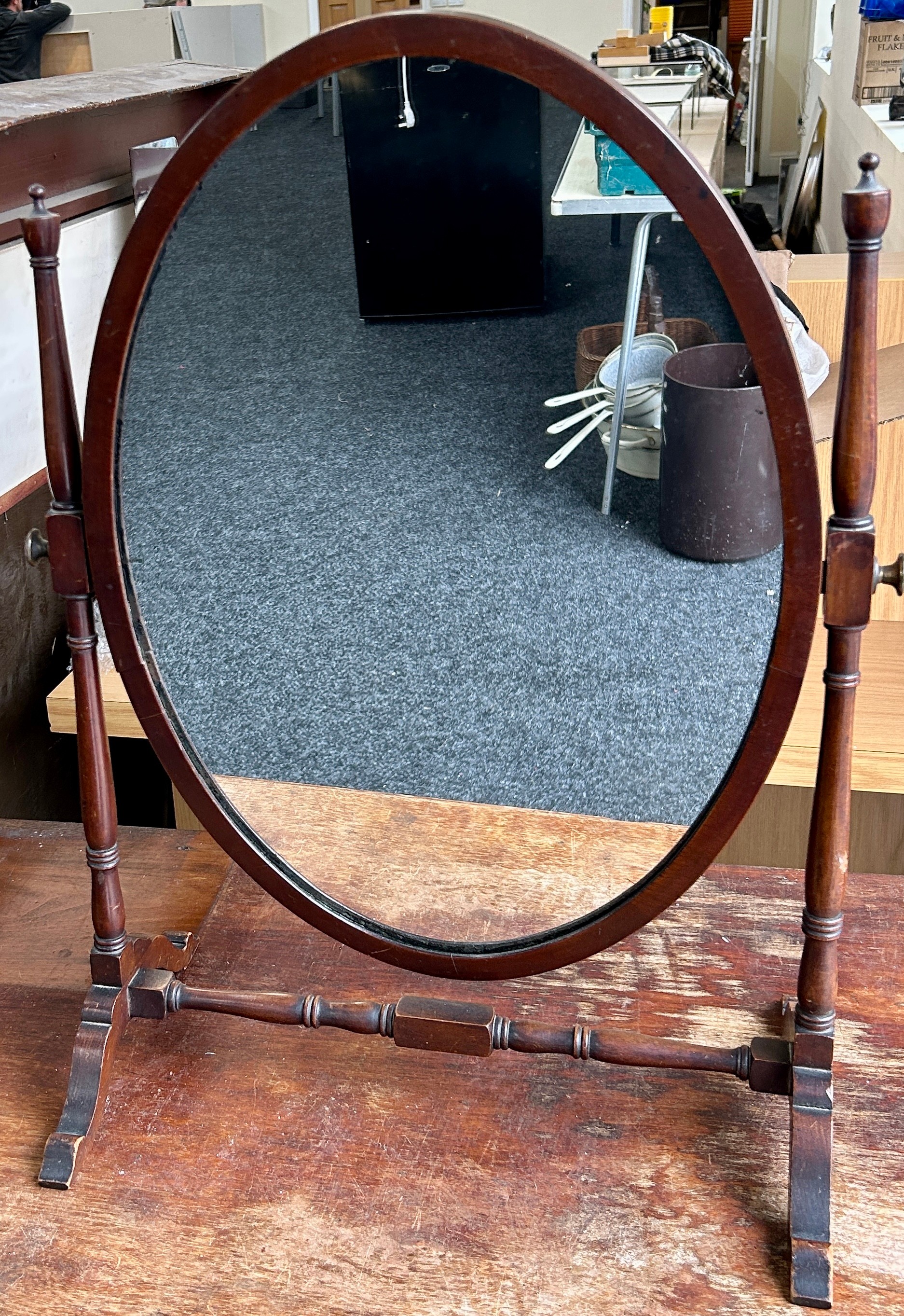 Mahogany Edwardian dressing table mirror, Overall height: 25 inches