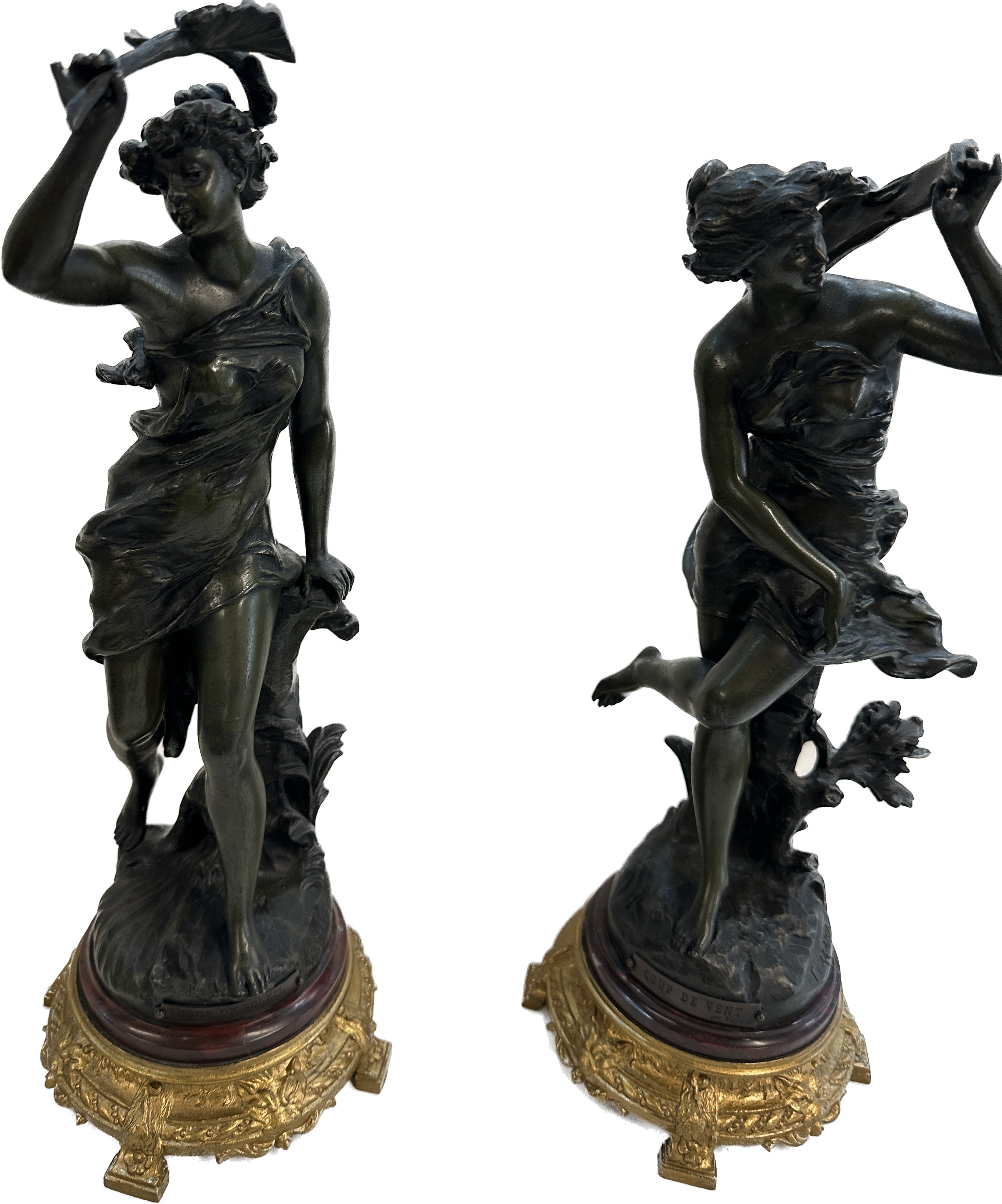 Pair of decorative figures on a base 17 inches tall - Bild 3 aus 6