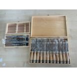 12 piece wood carving set and cased wood cutting drill bits