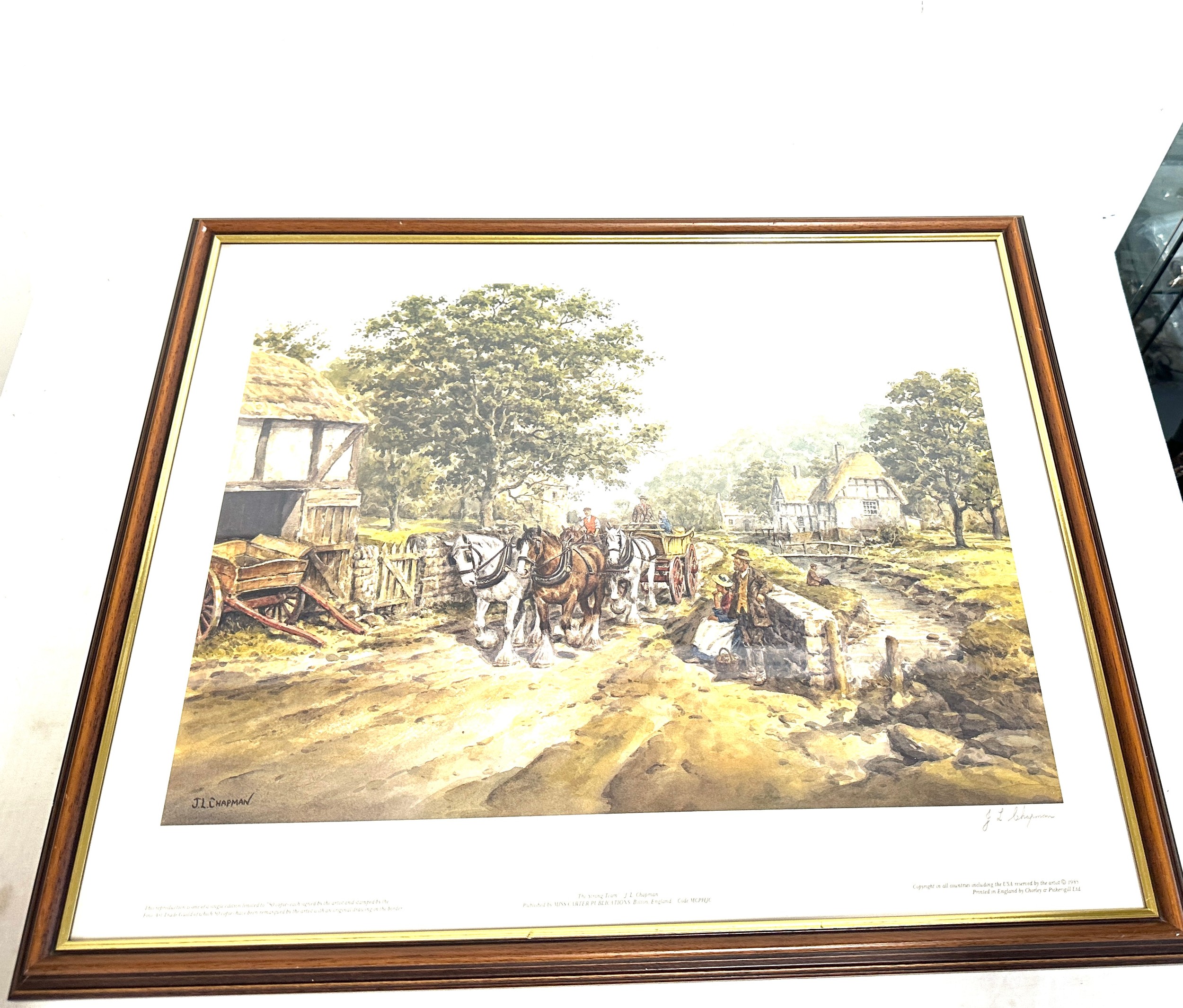 Framed print "the strong team" by J.L.Chapman framed measures approximately 23 inches wide by 19 - Image 2 of 5