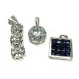 3 x 9ct white gold gemstone pendants inc. sapphire. aquamarine (6.5g)