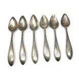 6 antique dutch silver tea spoons