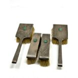 Vintage silver hallmarked brush set with jade detail