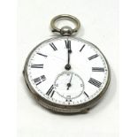 Silver open face pocket watch balance spins not ticking