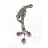 18ct white gold diamond and pink sapphire necklace (7.7g)