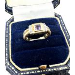 9ct gold amethyst & diamond ring 3g