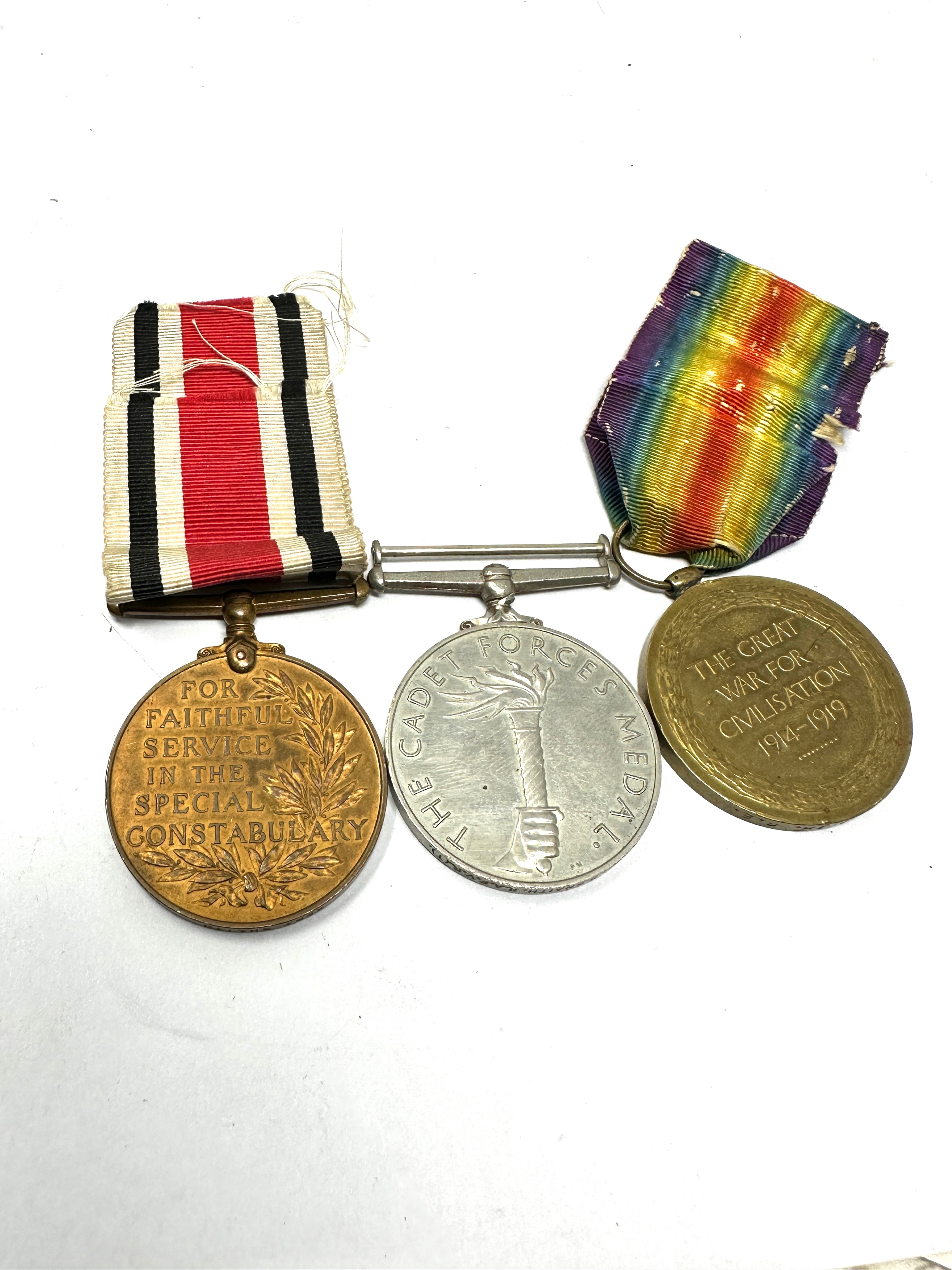 3 ww1 medals inc victory to 184425 spr b snaith r.e GV.1 special constable to b snaith and b. - Image 2 of 2