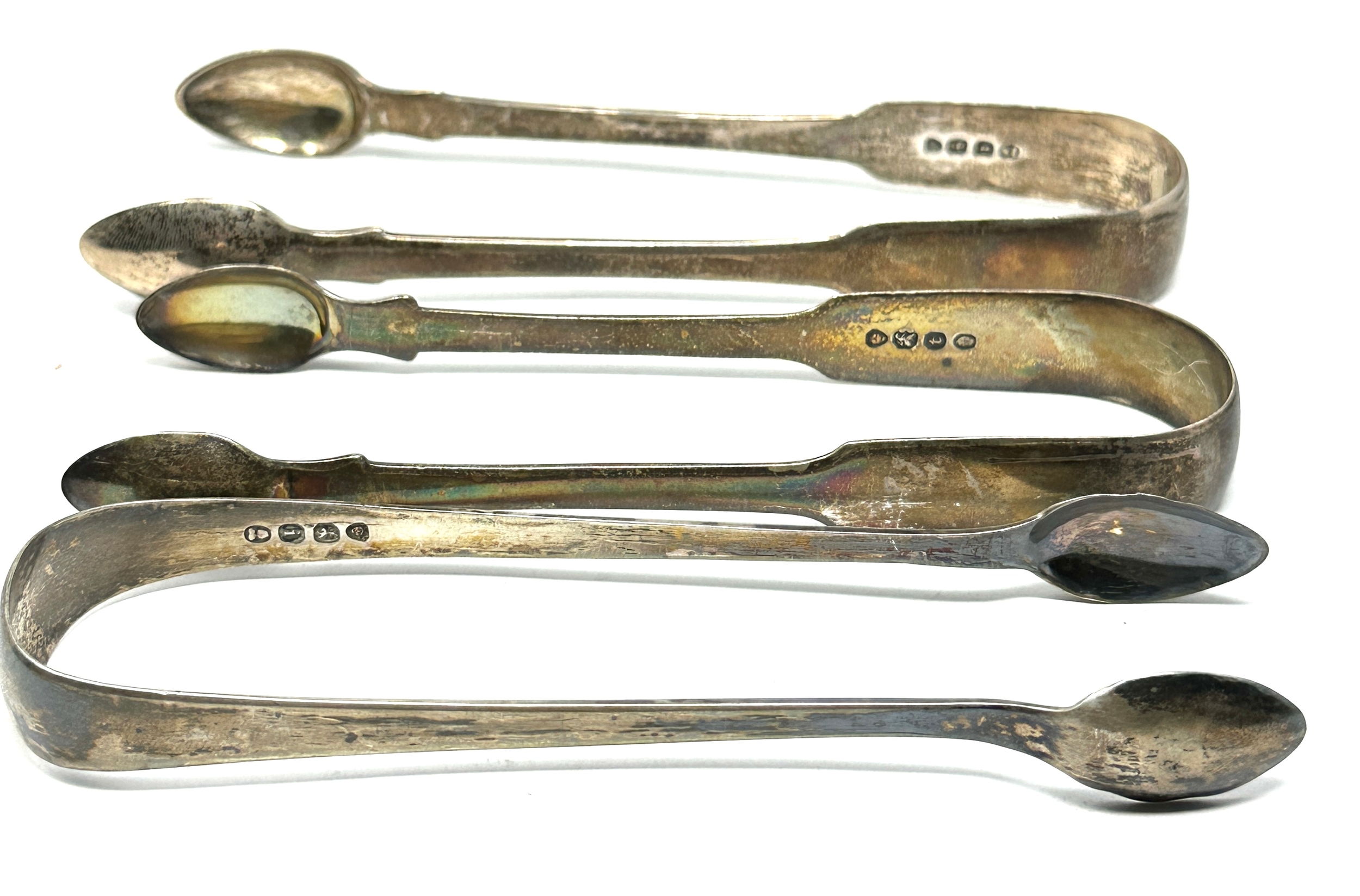 3 antique georgian silver sugar tongs - Bild 2 aus 2