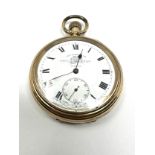 Antique gold plated open face pocket watch thos russell & sons the watch is not ticking balance is
