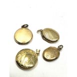 4 x 9ct gold back and font engravd lockets inc. oval, floral (10g)