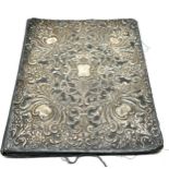 Antique silver fronted folder Birmingham silver hallmarks measures approx 27cm by 21cm