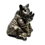 Miniature italy silver fig of a rhino measures approx height 5cm by