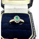 9ct gold Emerald & diamond ring 2.1g