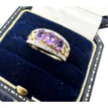 9ct gold amethyst & diamond ring 3.5g