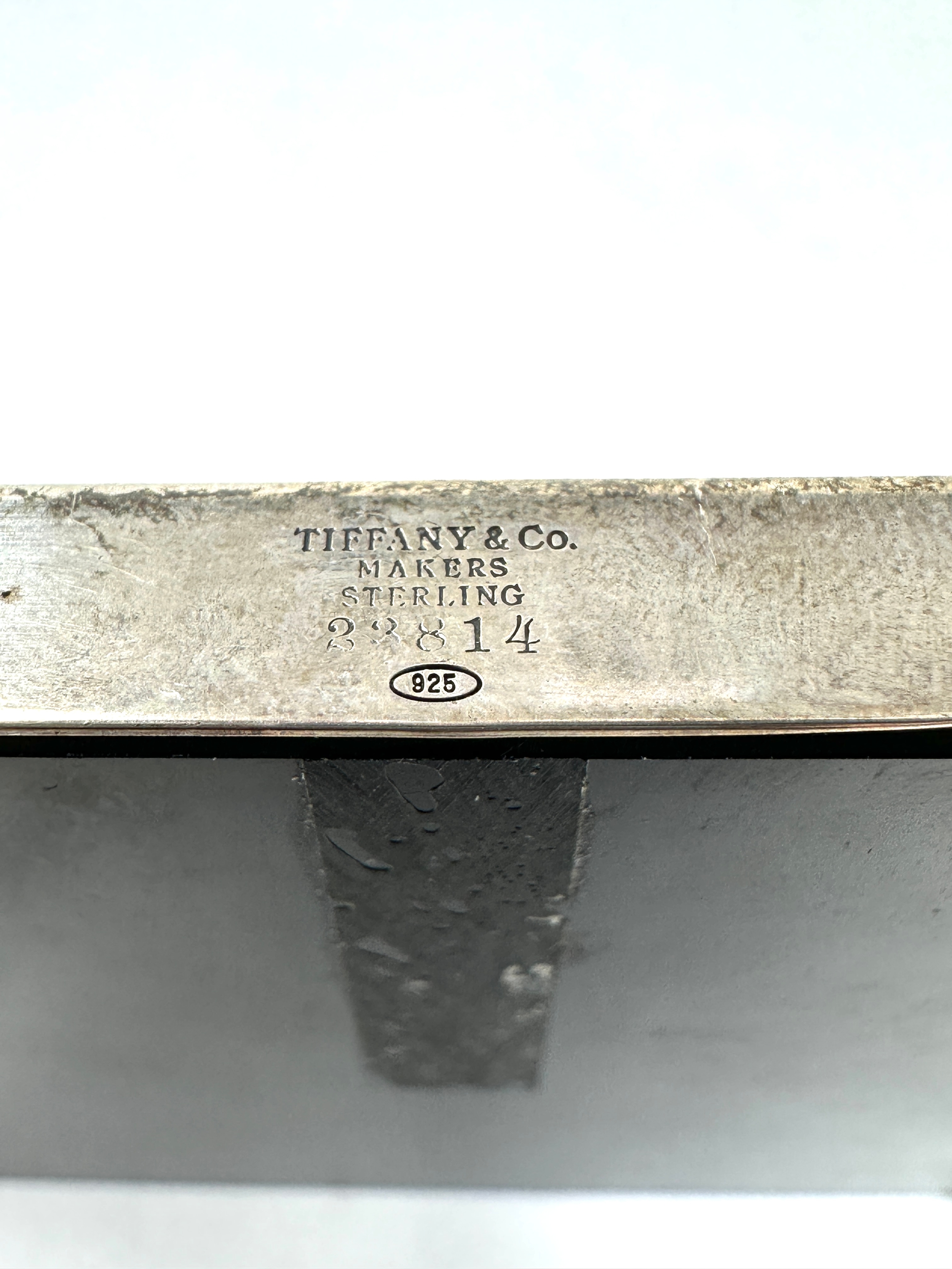 Vintage tiffany & co silver framed calendar no back stand measures approx 9.5cm by 7cm engraved to - Image 3 of 3