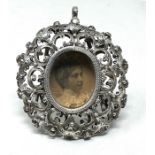 Antique filigree silver easel photo frame measures approx 9cm by 8cm xrt tested silver