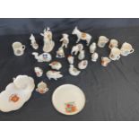 Large selection of assorted crested china includes animals cups and saucers etc