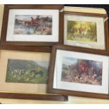 4 Framed hunting scenes pictures, approximate measurement of frames 47 x 35cm