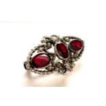 Antique possibly Georgian foil backed garnet brooch, approximate length 3.4cm, set in unmarked white