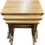 Nest of three table, height of the tallest is approximately 18 inches tall, 19 inches wide 15 inches
