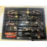 25 Vintage ladies wristwatches in storage case, includes Oris, Seiko, Fortis, Avia etc