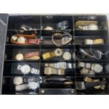 23 Vintage gents wrist watches in storage cases includes seiko, Fortis, nivada etc