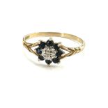 Ladies 9ct gold diamond and stone set dress ring, hallmarked, ring size N, total weight 1g