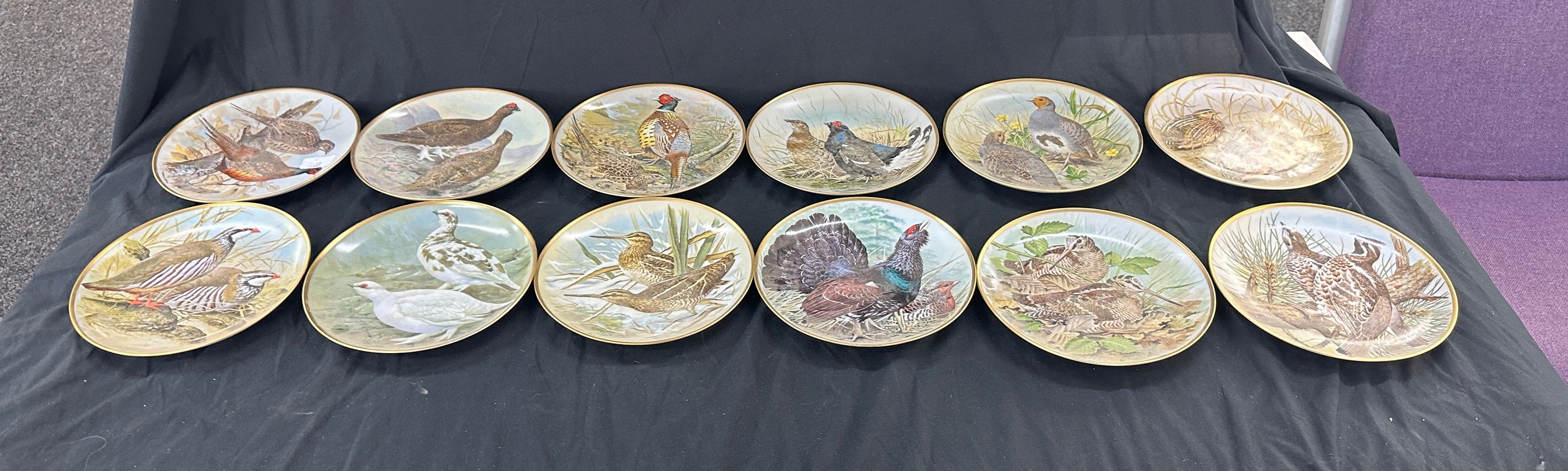 Set of 12 Franklin Porcelain gamebirds of the world by Basil Ede collectors plates