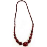Cherry amber bead necklace 79 grams, no internal streaking
