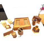 Wooden art case with a selection of assorted craft equipment