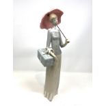 large lladro girl under umbrella figure measures approx 34cm high part of finger missing