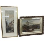 2 Framed paintings includes one signed, frame measures approximately 27 inches tall 14 inches wide