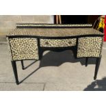 Shabby chic leopard print regency sideboard measures approx 60 inches long by 40 inches high and