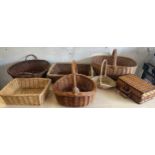 Selection of vintage wicker baskets and cases