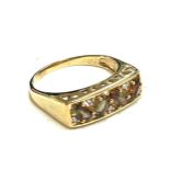 Ladies hallmarked 9ct gold and stone set dress ring, ring size S, total approximate weight 3.7g