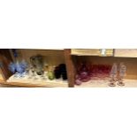 Large selection of coloured glassware etc
