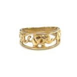 Ladies 9ct gold elephant design ring, hallmarked 9K, ring size L, total weight 1.8 grams