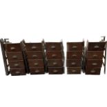 Antique shop counter drawers with runners and brass handles 20 drawers in total